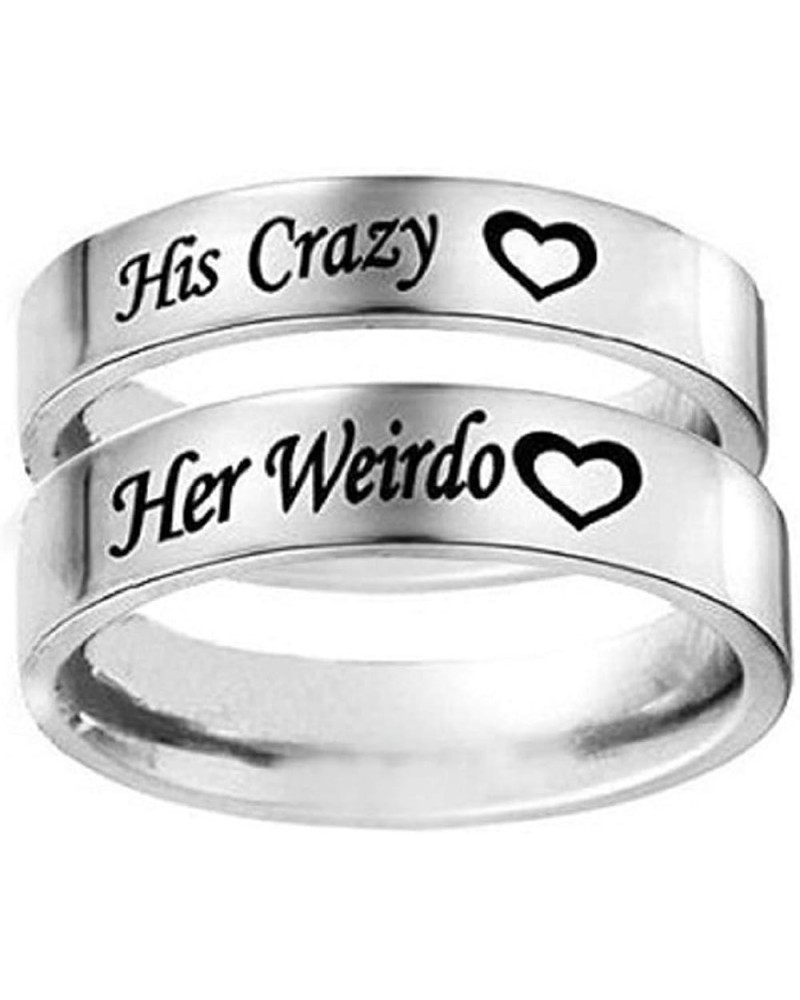 His Crazy/Her Weirdo Heart Ring Stainless Steel Engagement Wedding Band for Women Men Couple Her Weirdo, Size 13 $8.99 Sets