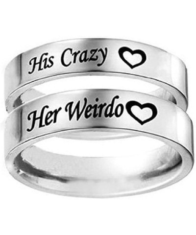 His Crazy/Her Weirdo Heart Ring Stainless Steel Engagement Wedding Band for Women Men Couple Her Weirdo, Size 13 $8.99 Sets