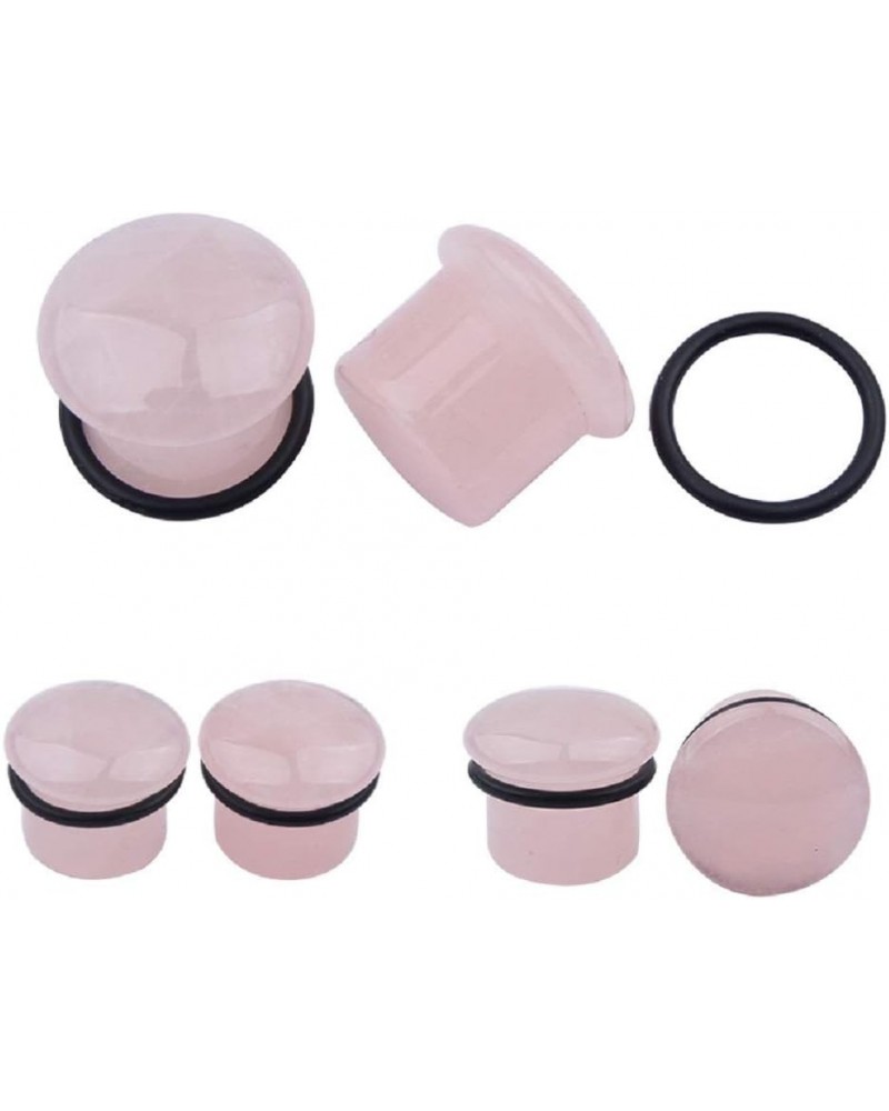 Single Flared Rose Rose Quartz Ear Gauges Plugs Tunnels Expanders Natural Stone Earrings Piercing Jewelry (9/16"(14mm)) $7.79...