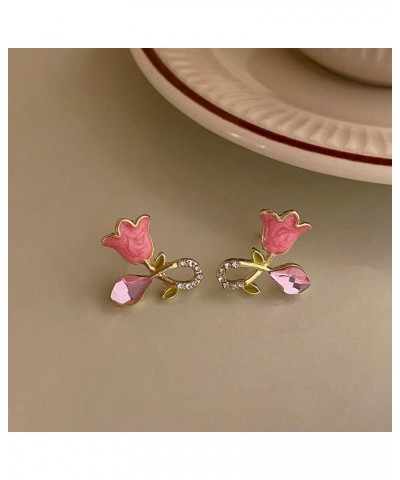 Tulip Flower Earrings,Niche Design Creative Ladies' Jewelry Floral Elements Fashion Enamel Pearl(Flower Buds) Flowers $3.82 E...