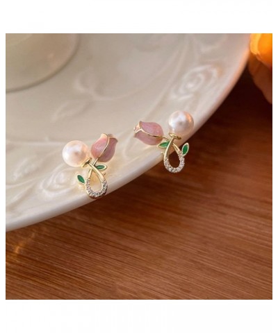 Tulip Flower Earrings,Niche Design Creative Ladies' Jewelry Floral Elements Fashion Enamel Pearl(Flower Buds) Flowers $3.82 E...