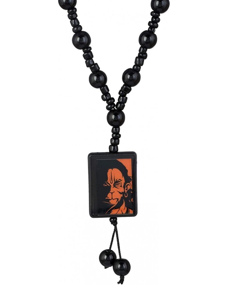 Imagine Mart Lord Ram Bhakt Hanuman Religious Onyx Beads Mala Pendant Necklace For Men Women Black $13.92 Necklaces