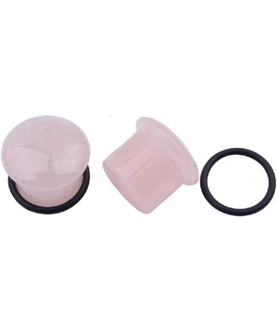 Single Flared Rose Rose Quartz Ear Gauges Plugs Tunnels Expanders Natural Stone Earrings Piercing Jewelry (9/16"(14mm)) $7.79...