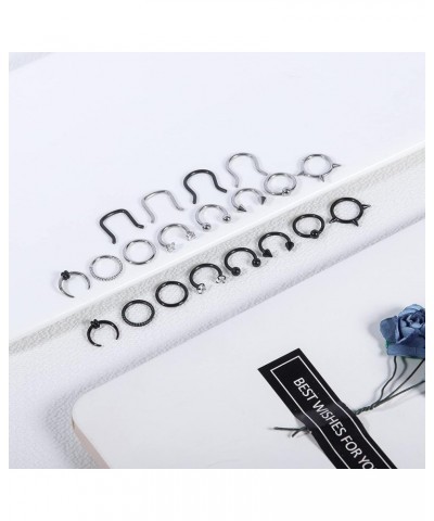 Septum Rings 18G 20G 20pcs Septum Jewelry Stainless Steel Hinged Seamless Nose Hoop Ring Cartilage Daith Tragus Clicker Rings...