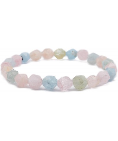 Natural Gem Semi Precious Reiki Healing Crystals Handmade 8mm Round Beads Stretch Bracelet AA Grade Facted Morganite Beryl $1...