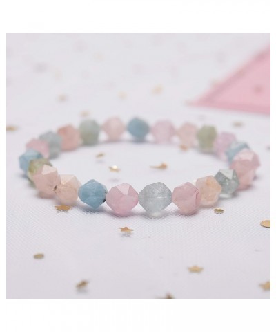 Natural Gem Semi Precious Reiki Healing Crystals Handmade 8mm Round Beads Stretch Bracelet AA Grade Facted Morganite Beryl $1...