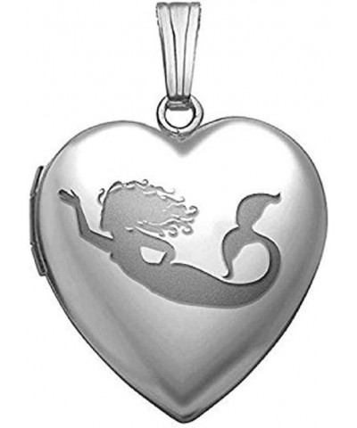 Mermaid Necklace Locket - Sterling Silver Heart Mermaid Locket - 3/4 Inch X 3/4 Inch Locket + Photo $25.83 Necklaces