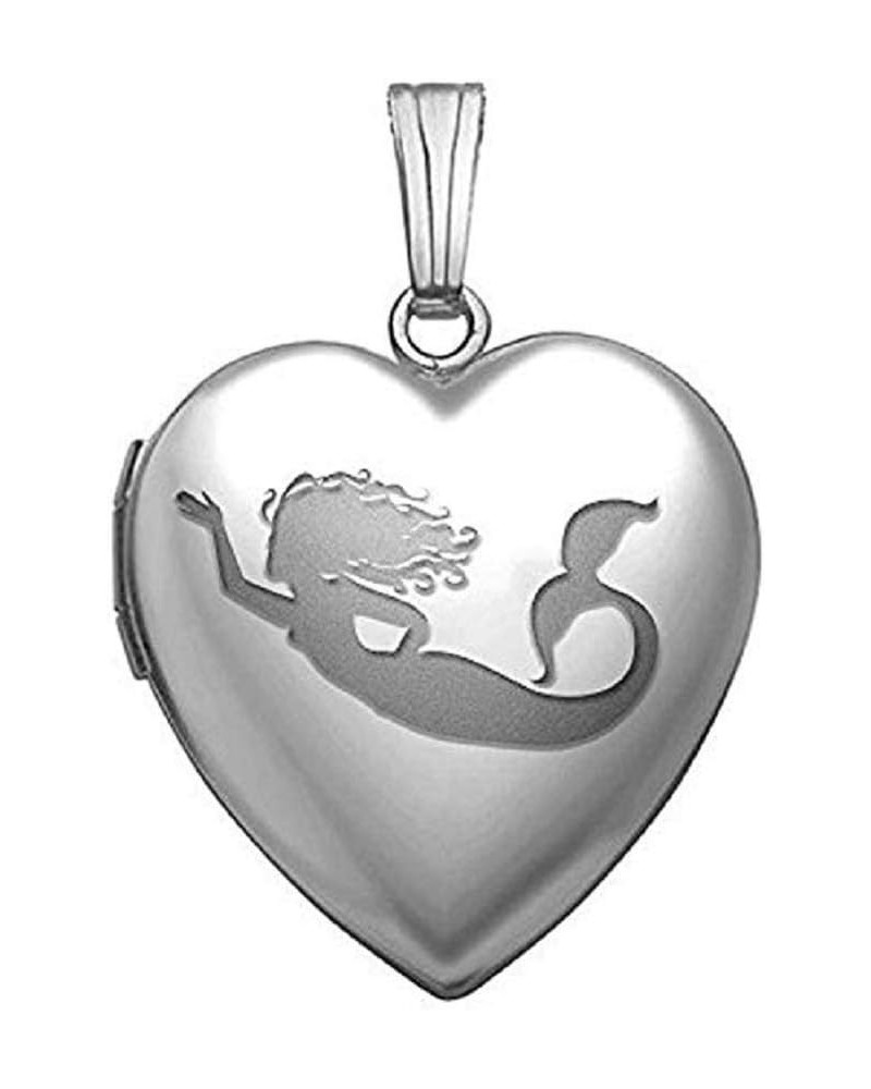 Mermaid Necklace Locket - Sterling Silver Heart Mermaid Locket - 3/4 Inch X 3/4 Inch Locket + Photo $25.83 Necklaces