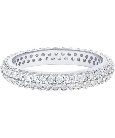 14K Gold Plated Cubic Zirconia Double Row Eternity Band for Women 9 White Gold $10.79 Rings