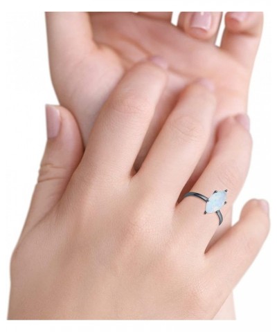 Solitaire Wedding Engagement Ring Marquise Shape Cubic Zirconia 925 Sterling Silver Black Tone, Lab Created White Opal $14.78...