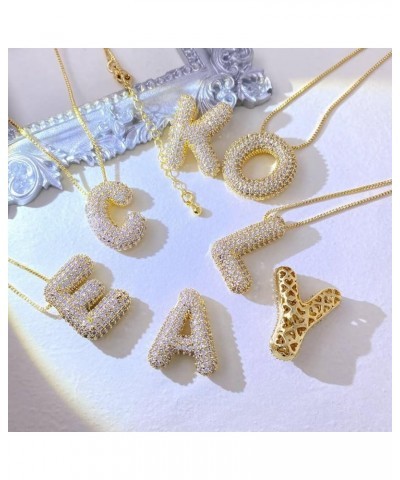 Bubble Letter Necklace Balloon Initial Necklaces for Women Girls Dainty Alphabet Pendant 14K Gold Plated Puffy Name Personali...