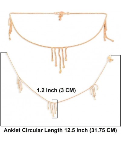 Indian Silver Tone Bell Charms Tassel Chain Anklet Set Bracelet Payal Foot Jewelry Gold $11.39 Anklets