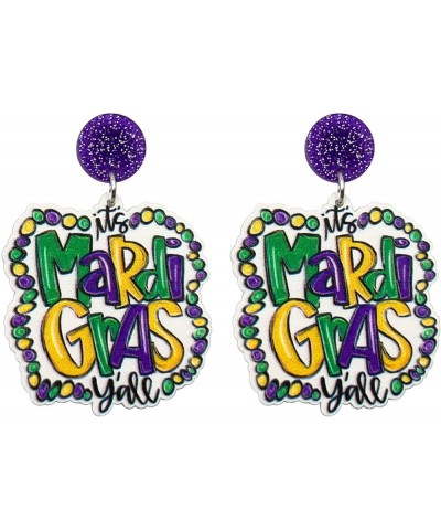 Mardi Gras Earrings for Women Acrylic MARDI GRAS Earrings Fleur De Lis Dangle Earrings Carnival Theme Beads Crocodile Lobster...