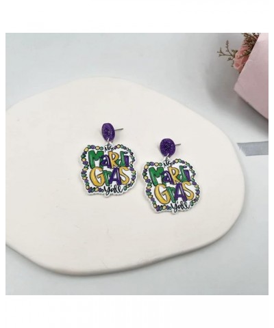 Mardi Gras Earrings for Women Acrylic MARDI GRAS Earrings Fleur De Lis Dangle Earrings Carnival Theme Beads Crocodile Lobster...