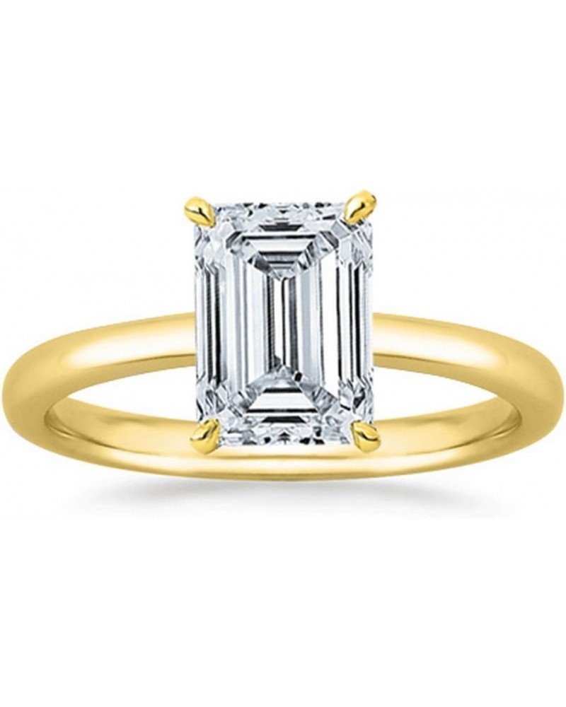 1-5 Carat Lab Grown Solitaire Emerald Cut IGI CERTIFIED Diamond Engagement Ring (1-5 Ct,H-I Color VS1-VS2 Clarity) 8 Yellow G...