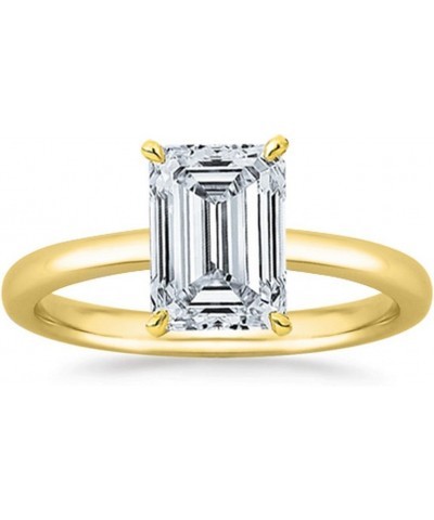 1-5 Carat Lab Grown Solitaire Emerald Cut IGI CERTIFIED Diamond Engagement Ring (1-5 Ct,H-I Color VS1-VS2 Clarity) 8 Yellow G...