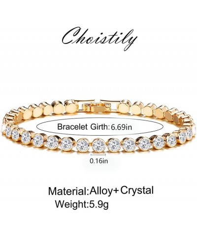 Crystal Bracelet Tennis Bracelet Sparkly Rhinestone Bracelet for Women Gold Cubic Zirconia Bracelet Trendy Jewelry Gift for G...