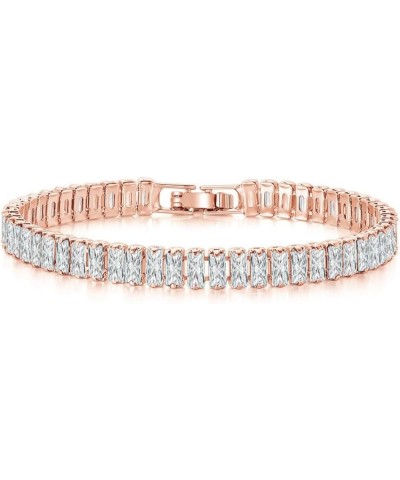 18K Gold Plated Cut CZ Tennis Link Dainty Cute Crystal Rainbow Tennis Bracelet Fashion Chain Young Lady's Jewelry rose gold +...