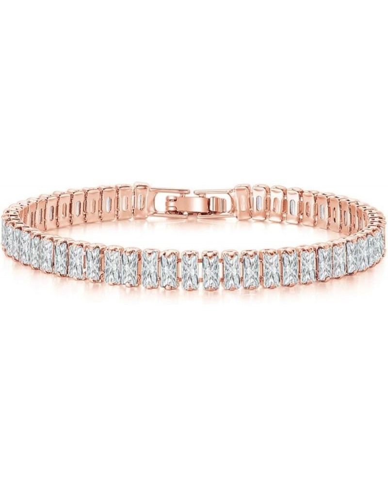 18K Gold Plated Cut CZ Tennis Link Dainty Cute Crystal Rainbow Tennis Bracelet Fashion Chain Young Lady's Jewelry rose gold +...