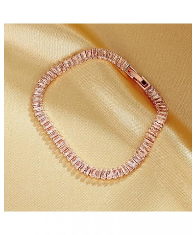 18K Gold Plated Cut CZ Tennis Link Dainty Cute Crystal Rainbow Tennis Bracelet Fashion Chain Young Lady's Jewelry rose gold +...