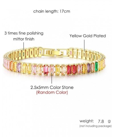 18K Gold Plated Cut CZ Tennis Link Dainty Cute Crystal Rainbow Tennis Bracelet Fashion Chain Young Lady's Jewelry rose gold +...