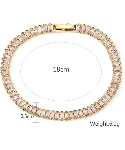 18K Gold Plated Cut CZ Tennis Link Dainty Cute Crystal Rainbow Tennis Bracelet Fashion Chain Young Lady's Jewelry rose gold +...