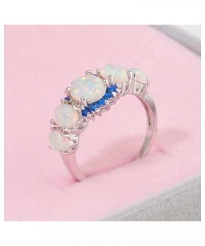 Silver Plated Green/Pink/White Fire Opal Ring Emerald Gemstone Ring Size 5-12 White 9 $10.25 Rings