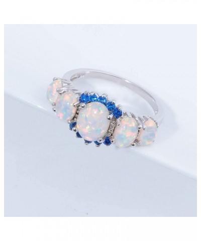 Silver Plated Green/Pink/White Fire Opal Ring Emerald Gemstone Ring Size 5-12 White 9 $10.25 Rings