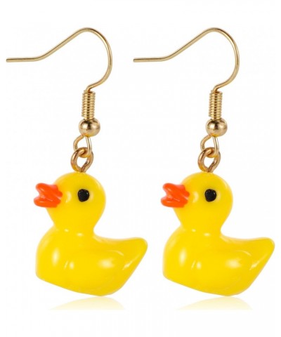 Yellow Duck Earrings, Cute Duckie Earrings Acrylic Dangle Drop Earrings Personalized Charming Cartoon Style Funny Duck Access...