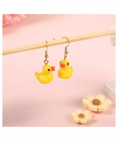 Yellow Duck Earrings, Cute Duckie Earrings Acrylic Dangle Drop Earrings Personalized Charming Cartoon Style Funny Duck Access...