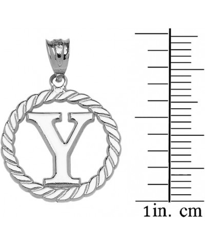 Polished 10k White Gold Personalized Initial "A-Z" Roped Circle Charm Pendant Y $79.89 Necklaces