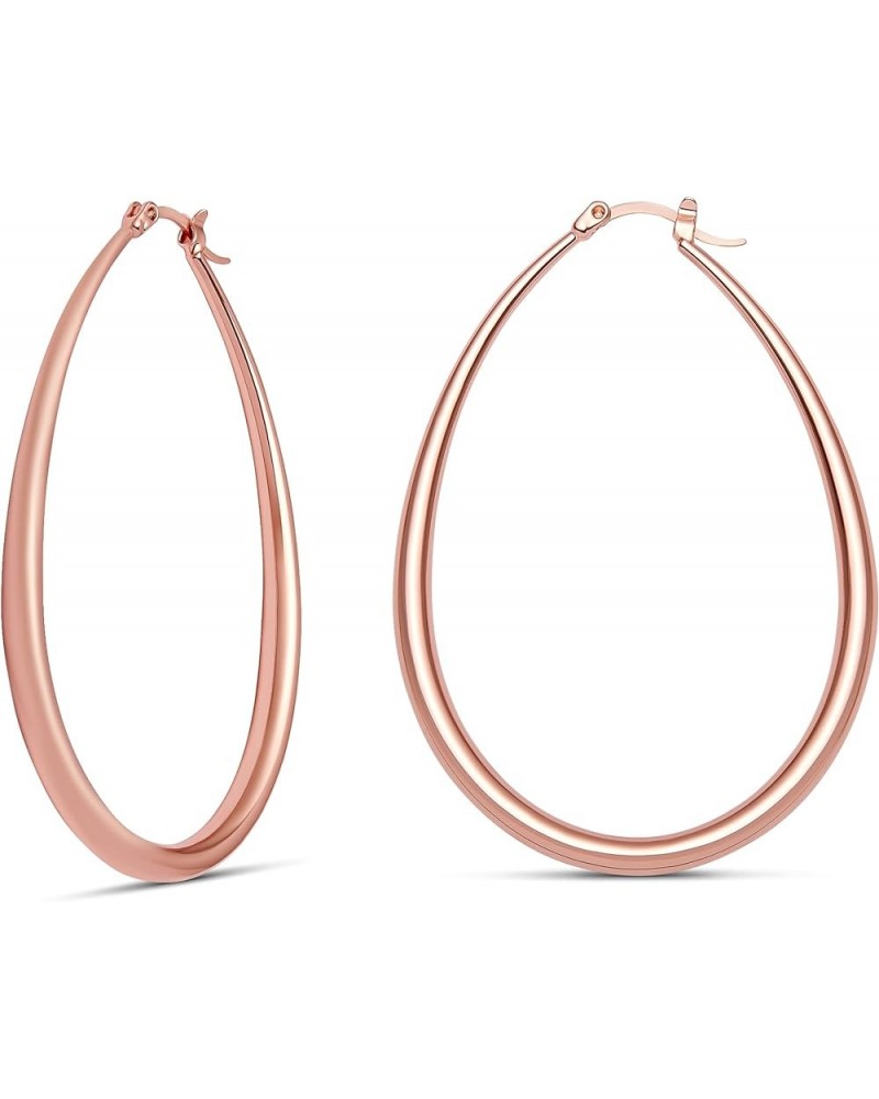 Oval Hoop Earrings - 14K Gold Plated, Rose Gold Plated and Sterling Silver Plated Hoop Earrings for Women - Hypoallergenic & ...