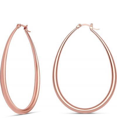 Oval Hoop Earrings - 14K Gold Plated, Rose Gold Plated and Sterling Silver Plated Hoop Earrings for Women - Hypoallergenic & ...