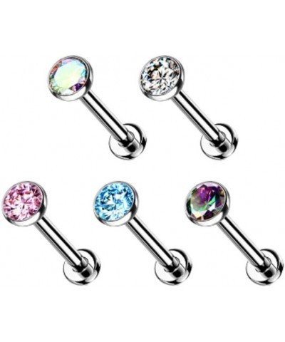 18G Petite 8mm Barbell Implant Grade Titanium Threadless Push-in 2.5mm Crystal Flat Back Lip Cartilage Tragus Stud Clear $7.8...