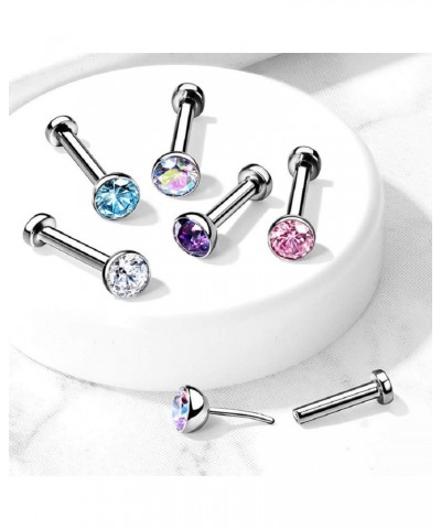 18G Petite 8mm Barbell Implant Grade Titanium Threadless Push-in 2.5mm Crystal Flat Back Lip Cartilage Tragus Stud Clear $7.8...