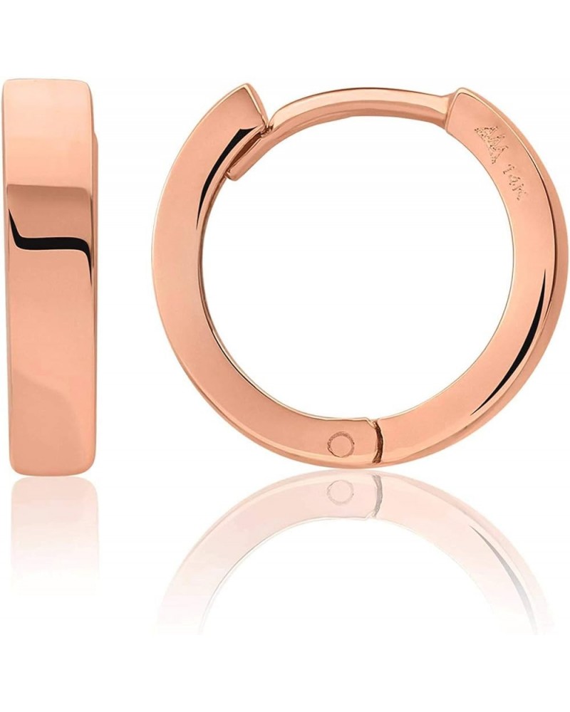 14kt Gold Huggie Hoop Earrings Minimalist Small Simple Thin huggies For Women and Men Polished Flat Hinged Hoop Rose Gold $38...