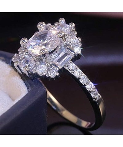 18K Platinum Plated Shiny Diamond Round Ring Cubic Zirconia Ring Anniversary Vow Jewelry Ring Eternal Love Series Engagement ...