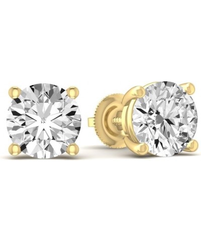 1/2 Carat - 5 Carat Lab Grown Diamond | 14K Yellow Gold Four prong Lab-Grown Diamond Solitaire Stud Earrings | screw back | D...