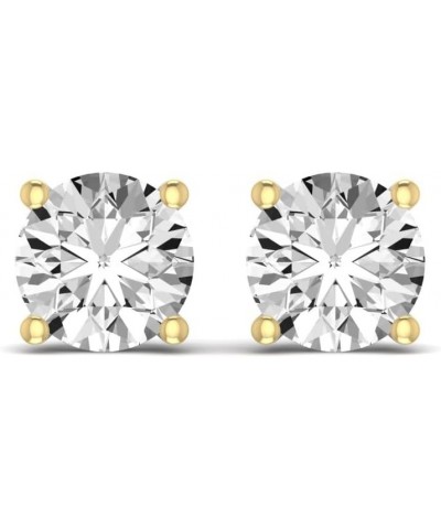 1/2 Carat - 5 Carat Lab Grown Diamond | 14K Yellow Gold Four prong Lab-Grown Diamond Solitaire Stud Earrings | screw back | D...