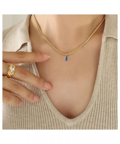 18K Gold Filled Vintage Choker Necklaces for Women Waterproof Gold Choker Necklace Anti Tarnish Gemstone Zircon Rectangle Pen...