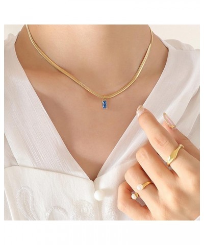 18K Gold Filled Vintage Choker Necklaces for Women Waterproof Gold Choker Necklace Anti Tarnish Gemstone Zircon Rectangle Pen...