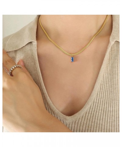 18K Gold Filled Vintage Choker Necklaces for Women Waterproof Gold Choker Necklace Anti Tarnish Gemstone Zircon Rectangle Pen...