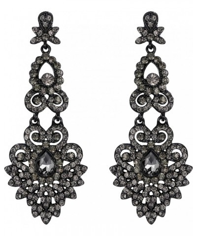 Bridal Crystal Vintage Style Art Deco Chandelier Dangle Earrings for Women, Wedding Jewelry Grey Black-Tone $9.84 Earrings