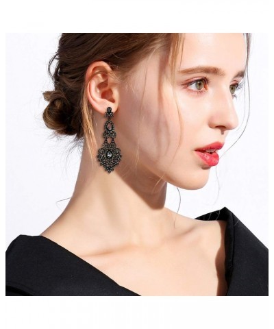 Bridal Crystal Vintage Style Art Deco Chandelier Dangle Earrings for Women, Wedding Jewelry Grey Black-Tone $9.84 Earrings