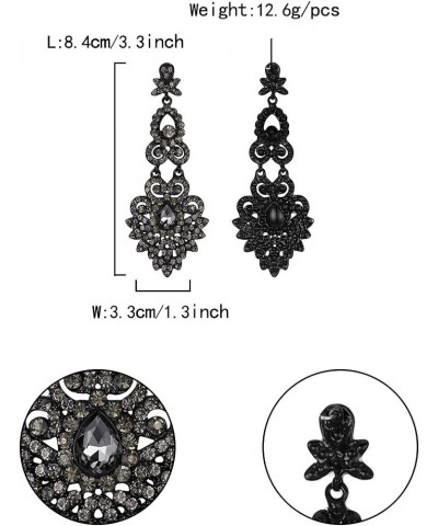 Bridal Crystal Vintage Style Art Deco Chandelier Dangle Earrings for Women, Wedding Jewelry Grey Black-Tone $9.84 Earrings