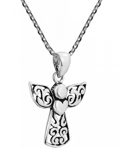 Spiritual Guardian Angel of Love Faith Hope .925 Sterling Silver Pendant 18-inch Necklace for Women | Gift for Christening Ba...