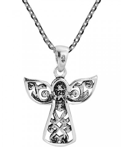 Spiritual Guardian Angel of Love Faith Hope .925 Sterling Silver Pendant 18-inch Necklace for Women | Gift for Christening Ba...