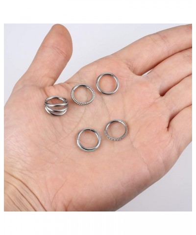 14G Belly Button Rings 316L Surgical Steel Belly Ring Hoop Clear CZ Opal Navel Rings Hoop Clicker Segment Belly Piercing Jewe...