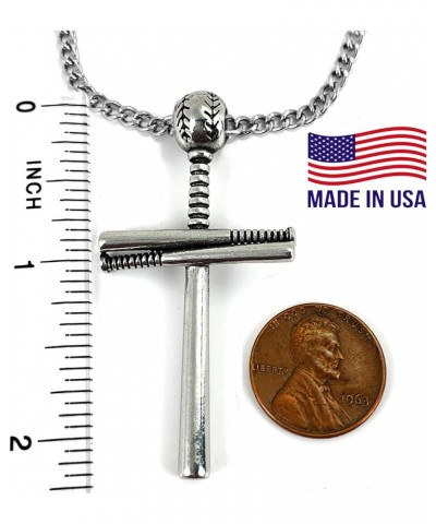 Baseball Bat And Ball Cross(battcrch18) On 18 Stainless Steel Chain Necklace Pewter I Can Do All Things $9.95 Necklaces