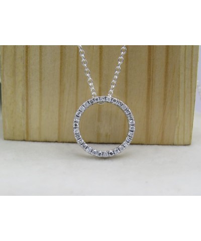 1/4 Carat Round Cubic Zirconia or Lab Grown White Diamond Circle Pendant with 18 inch Silver Chain for Women in 925 Sterling ...